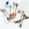 Crown fruit fork in gold and silver, creative and fashionable, 4-finger fork, retro fork, auspicious knot, factory direct sales, fabric wheel polished (mirror polished), Western-style express delivery, cake spoon for home use Application Scenario